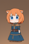 short orange hair blue eyes cat girl fantasy adventure merchant chibi scared s-459394974.png