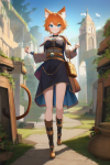 fantasy adventure merchant cat girl older short orange hair blue eyes s-947206316.png