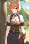 fantasy adventure merchant cat girl adult orange short hair blue eyes s-1509840636.png