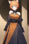 fantasy adventure merchant cat girl adult orange short hair blue eyes s-271633423.png