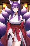 purple hair hazel eyes kitsune woman nine tails shrine robes s-1648248865.png