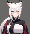 white hair ponytail yellow snake eyes cat ears antlers ninja kunoichi s-2377925298.png