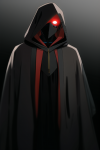 _black, male focus, hood down, hood, hood up, android, robe, cloak, hidden eyes, fantasy, robo...png