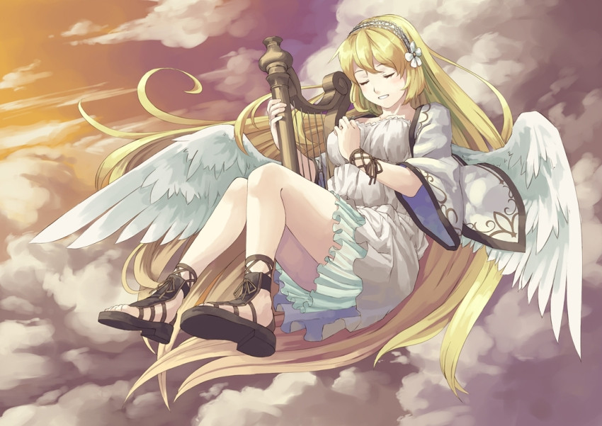 Angel Girl with Harp