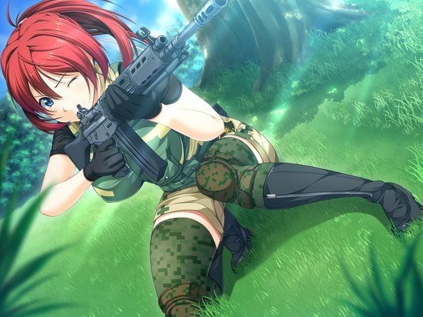 Anime soldier woman