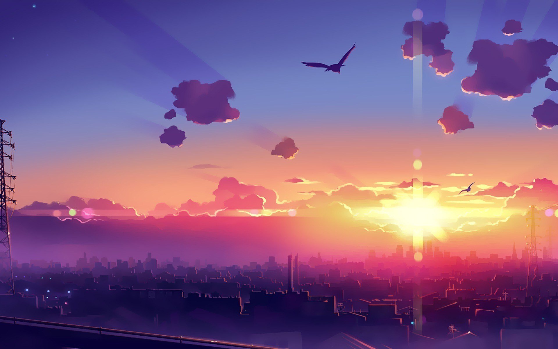 Anime-wallpaper-clouds-sun-birds-city-wallpapers-desktop-awesome