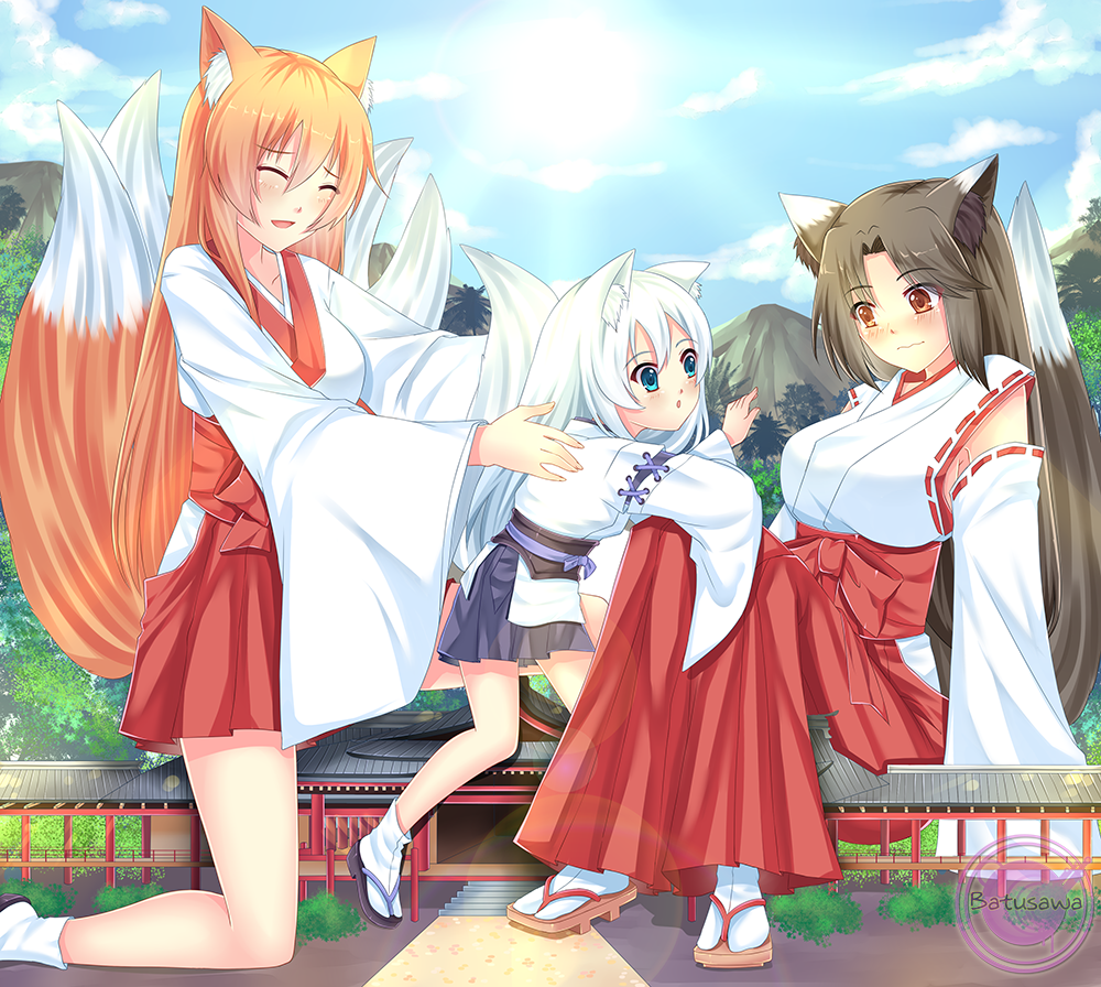 Kitsune_trio__oc_commission__by_batusawa-d7fjuih