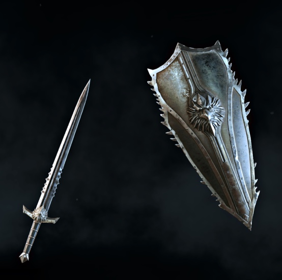 Tombsteel Lobgsword and Kiteshield